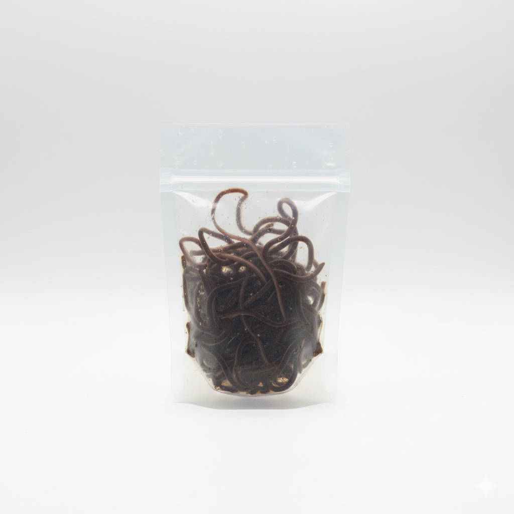 California Blackworms – Lebendfutter (45 ml Beutel)