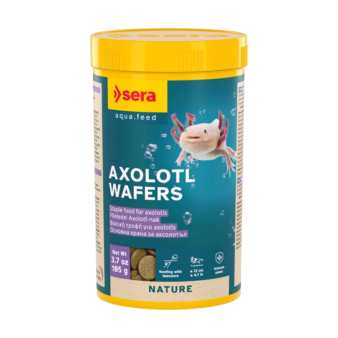 sera AXOLOTL WAFERS 250ml (105g) – Premium Sinkfutter für Axolotl ab 12cm mit Prebiotika &amp; Vitaminen - square product image - sera-axolotl-wafers-250-ml-square-01.jpeg