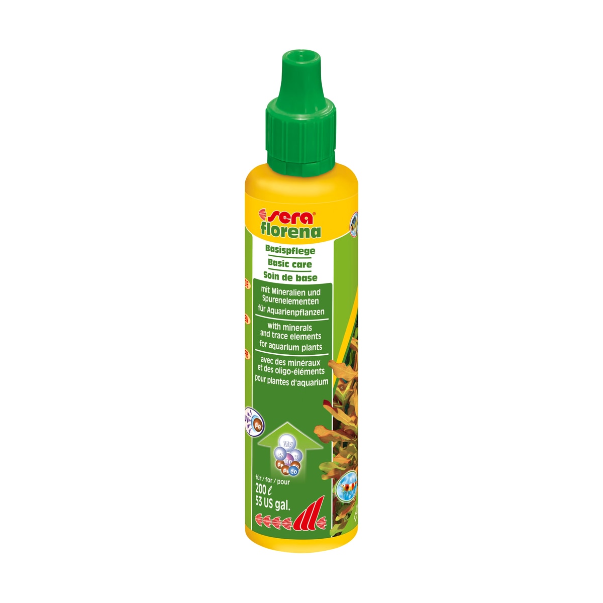 sera florena Flüssiger Aquarienpflanzendünger – Volldünger mit Eisen & Spurenelementen - square product image - sera-florena-eg-50-ml-square-01.jpeg