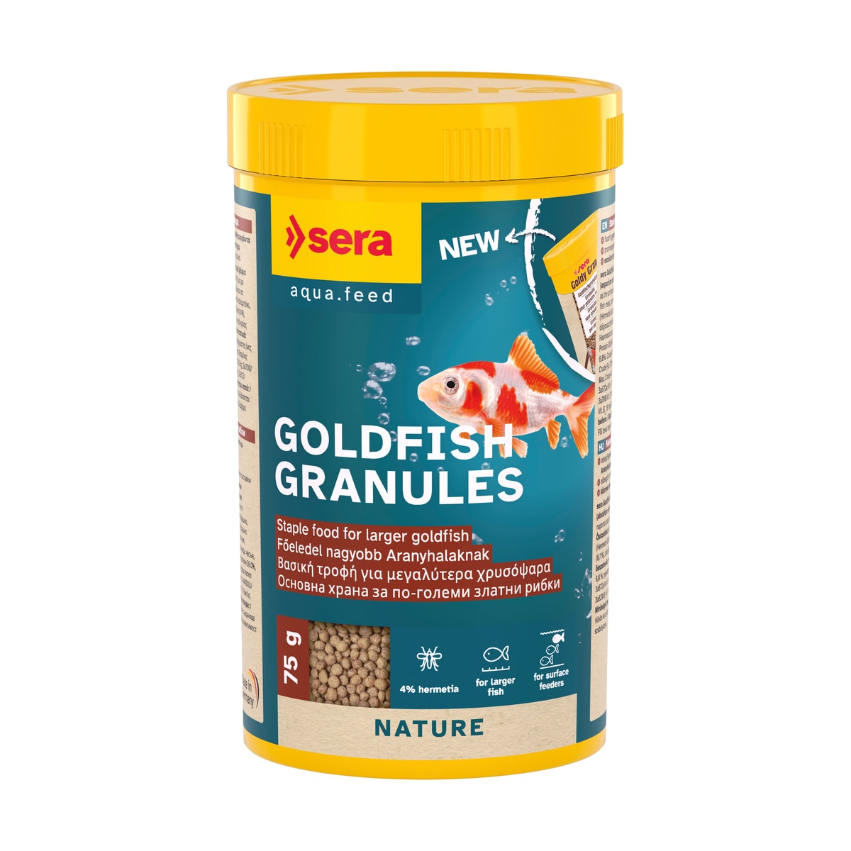 Sera Goldfish Granules Nature - Premium Hauptfutter für größere Goldfische & Schleierschwänze (250ml / 75g) - square product image - sera-goldfish-granuls-fr-grere-square-01.jpeg