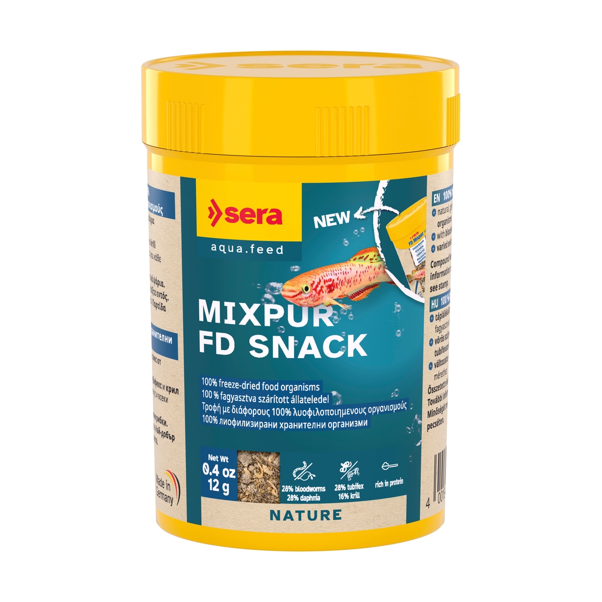 sera MIXPUR FD SNACK 100 ml (12 g) – Natürlicher gefriergetrockneter Leckerbissen für Zierfische - square product image - sera-mixpur-fd-snack-100-square-01.jpeg