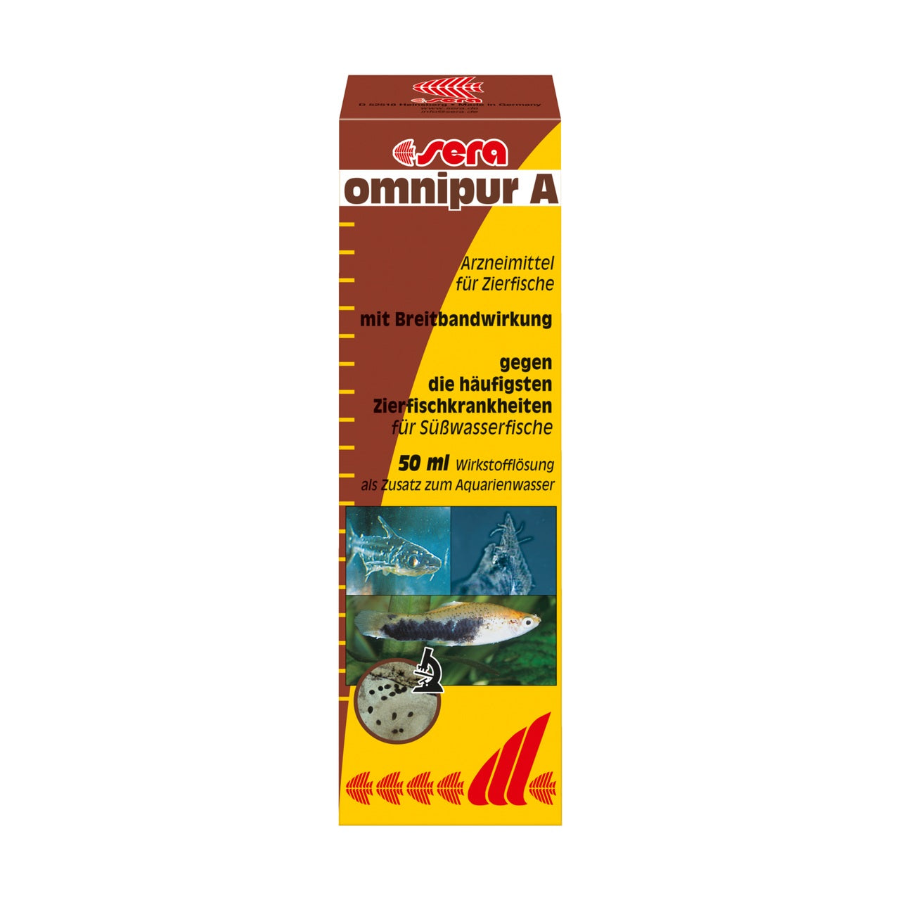 sera omnipur A 50ml – Breitband-Medikament für Zierfische im Süßwasser - offizielles Sera Produktbild 1