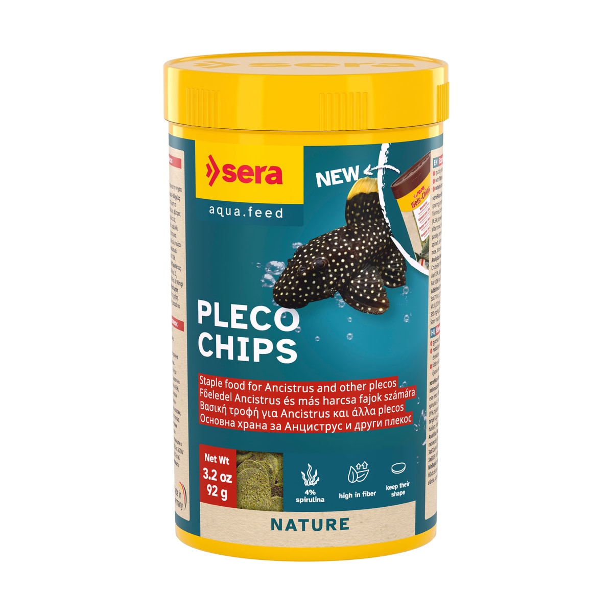 sera Pleco Chips Nature – Premium Alleinfutter für raspelnde Welse & Bodenbewohner - square product image - sera-pleco-chips-various-sizes-square-01.jpeg