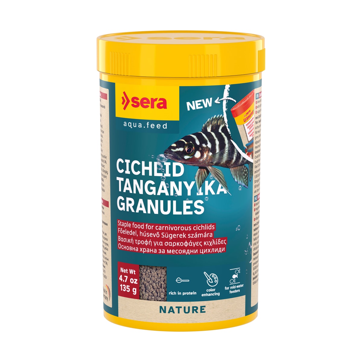 sera Cichlid Tanganyika Granules – Premium Hauptfutter für fleischfressende Cichliden – 1 L (565g) - square product image - sera-sera-cichlid-tanganyika-granules-square-01.jpeg