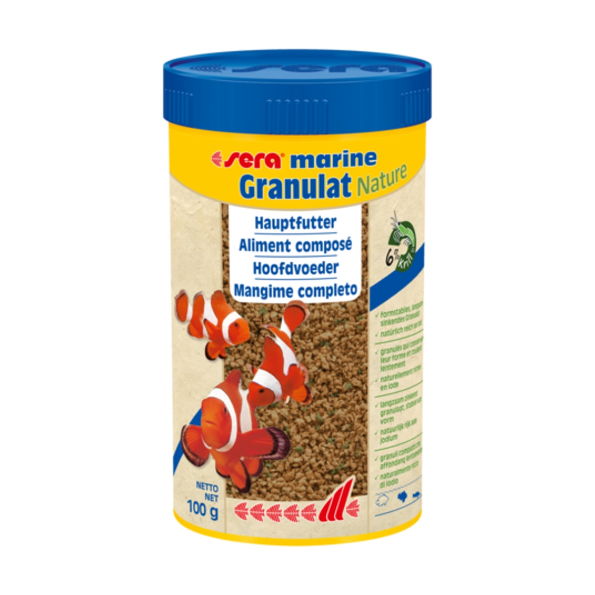 Sera marine Granules Nature Hauptfutter für Meerwasserfische – 100ml (40g) - square product image - sera-sera-marine-granulat-nature-square-01.jpeg