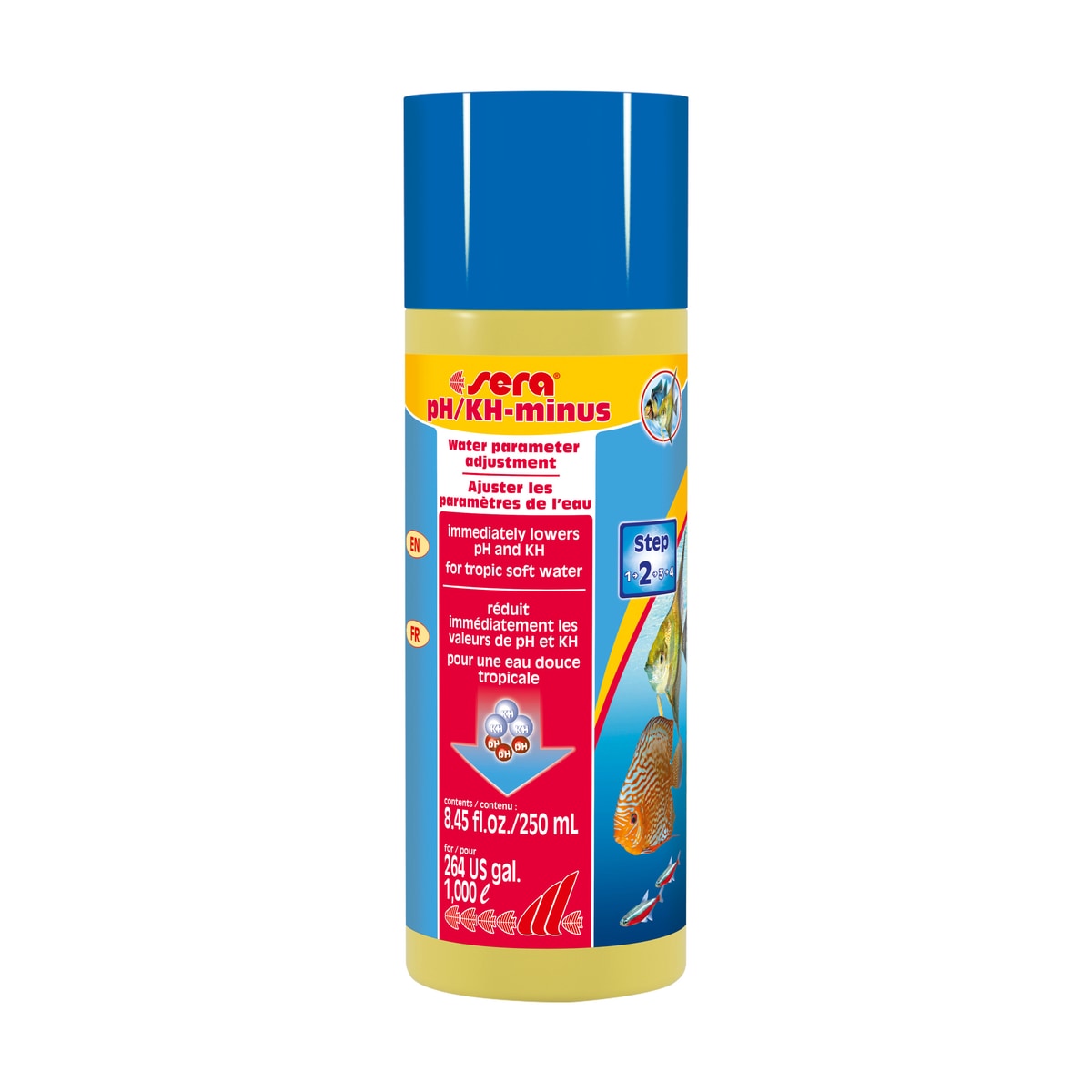 sera pH/KH-minus 250ml – Wasseraufbereiter zur Senkung von pH-Wert & Karbonathärte für weiches Aquarienwasser - square product image - sera-sera-phkh-minus-250-square-01.jpeg