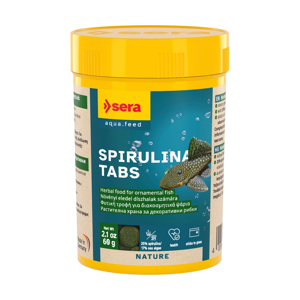 sera Spirulina Tabs Nature – Premium Pflanzenfutter für Herbivore Fische & Wirbellose – 24 Hafttabletten (15g) - square product image - sera-sera-spirulina-tabs-nature-square-01.jpeg