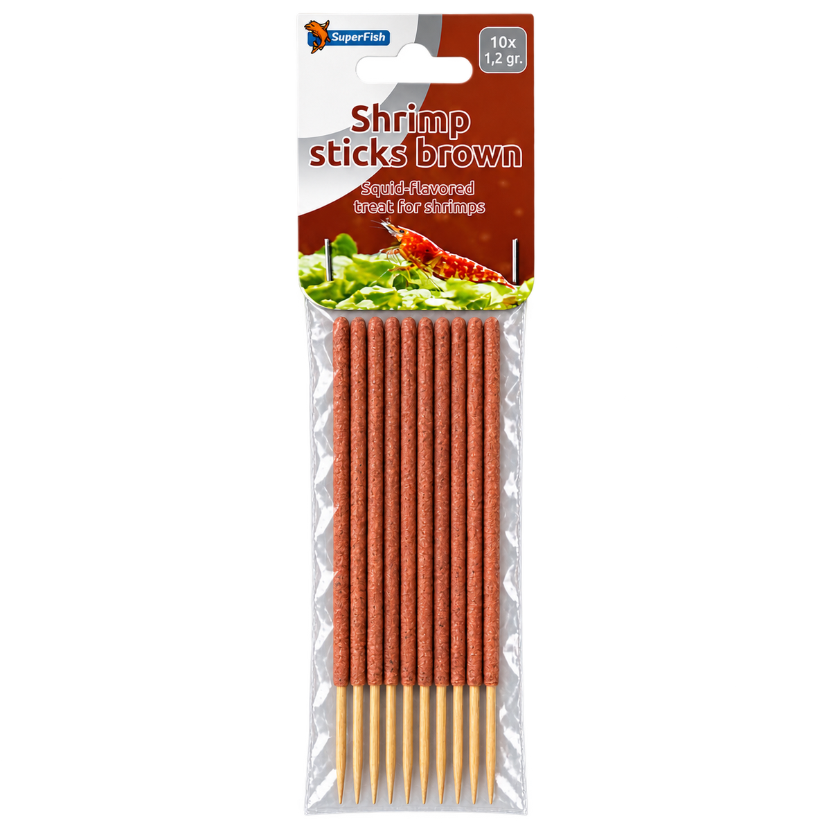 SuperFish Shrimp Sticks Brown – freigestellte 10er-Packung
