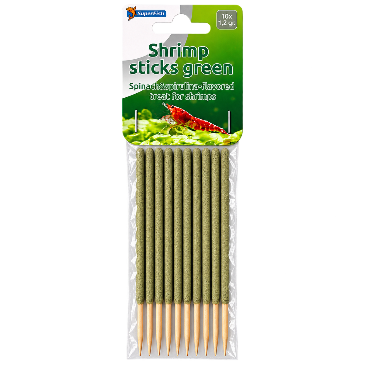 SuperFish Shrimp Sticks Green – freigestellte 10er-Packung
